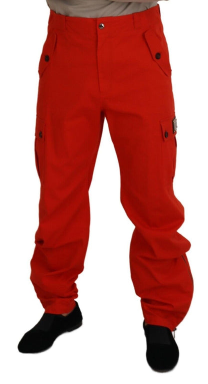 Pantalones elegantes de mezcla de algodón rojo