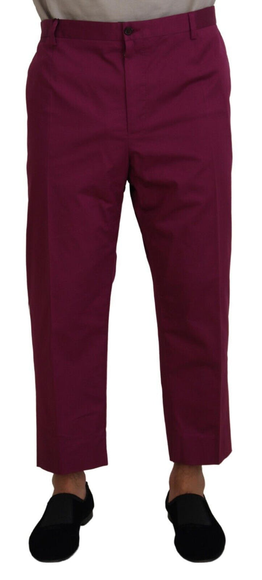 Elegantes pantalones elásticos de algodón color magenta