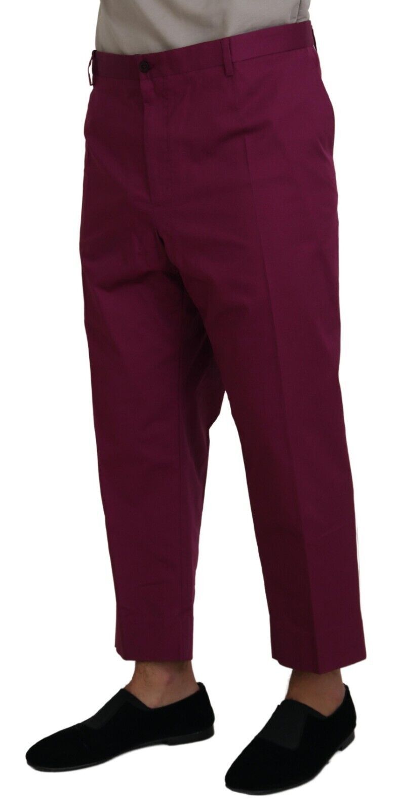 Elegantes pantalones elásticos de algodón color magenta
