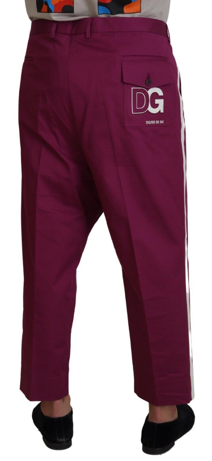 Elegantes pantalones elásticos de algodón color magenta