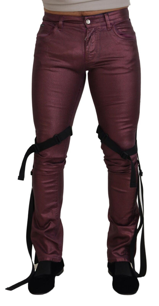 Elegantes pantalones de algodón color magenta
