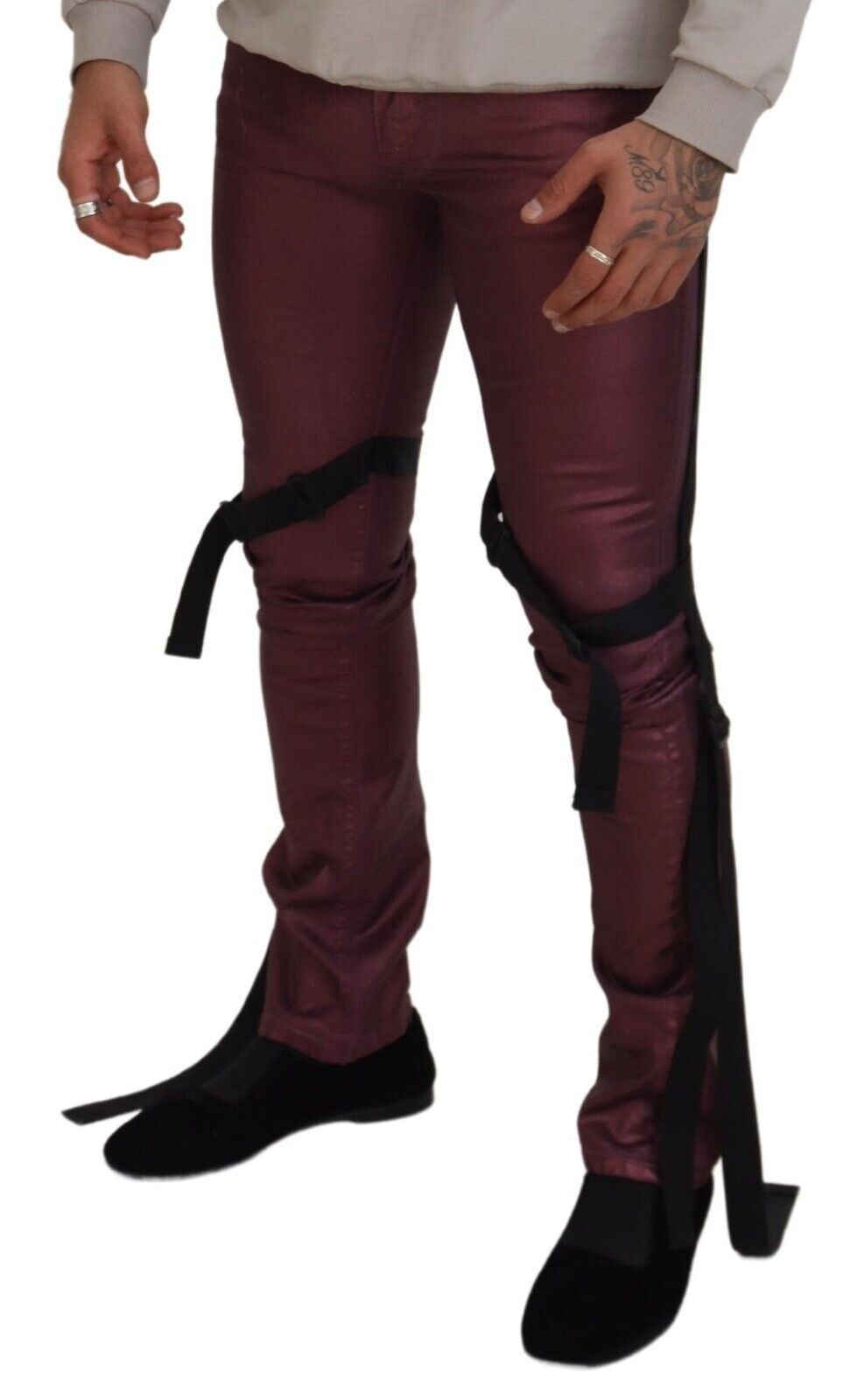 Elegantes pantalones de algodón color magenta