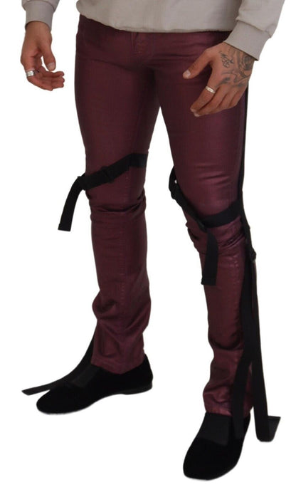 Elegantes pantalones de algodón color magenta