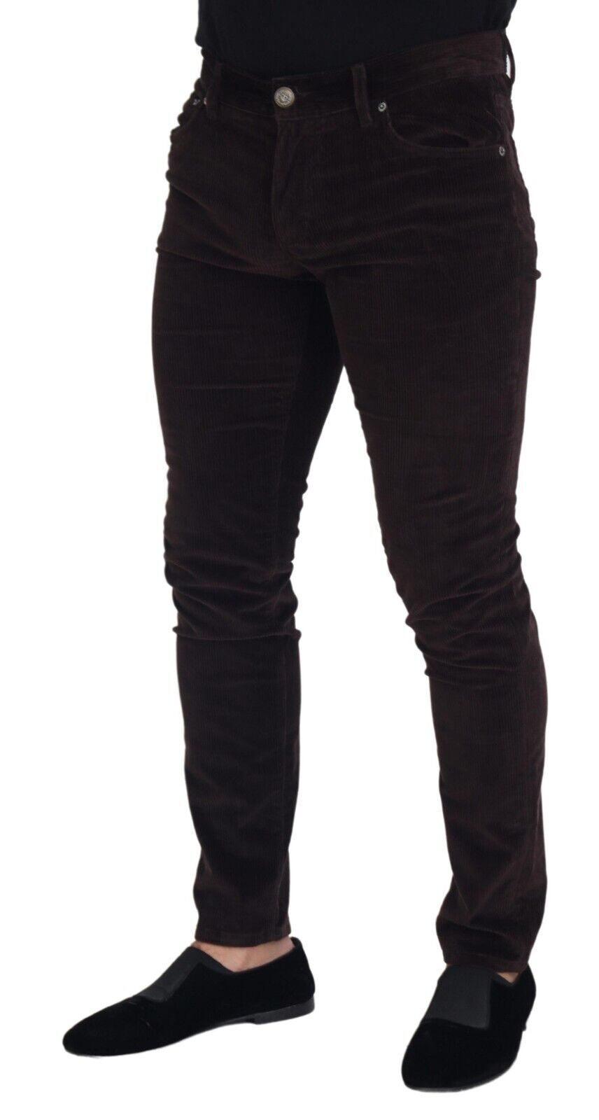 Pantalones elegantes de mezcla de seda marrón