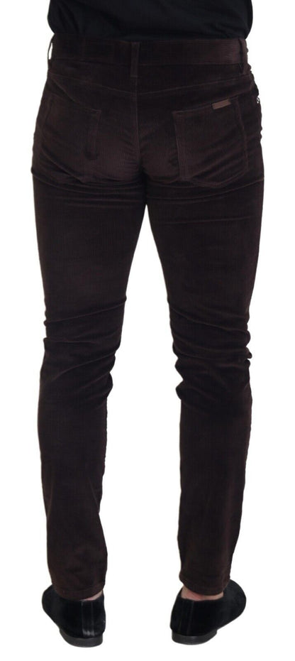 Pantalones elegantes de mezcla de seda marrón