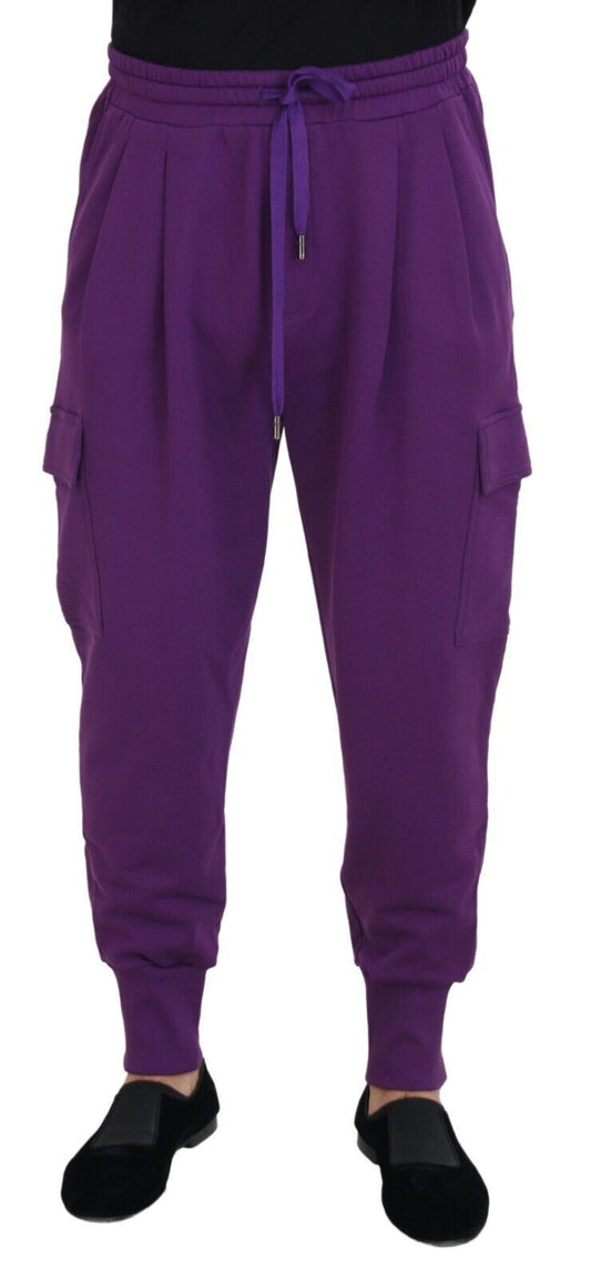 Elegantes pantalones deportivos cargo de algodón morado