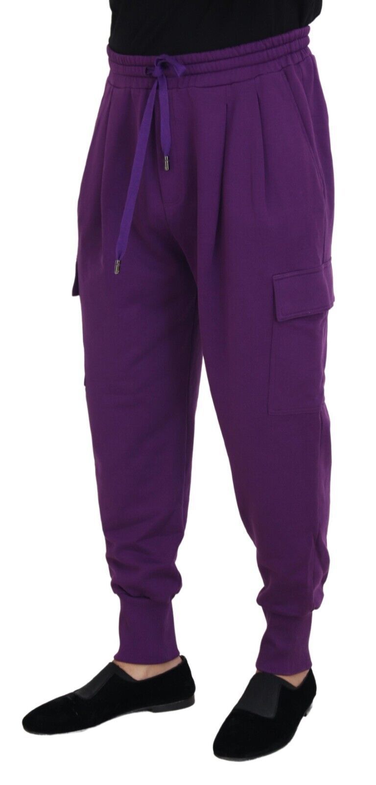 Elegantes pantalones deportivos cargo de algodón morado