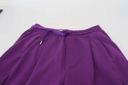 Elegantes pantalones deportivos cargo de algodón morado