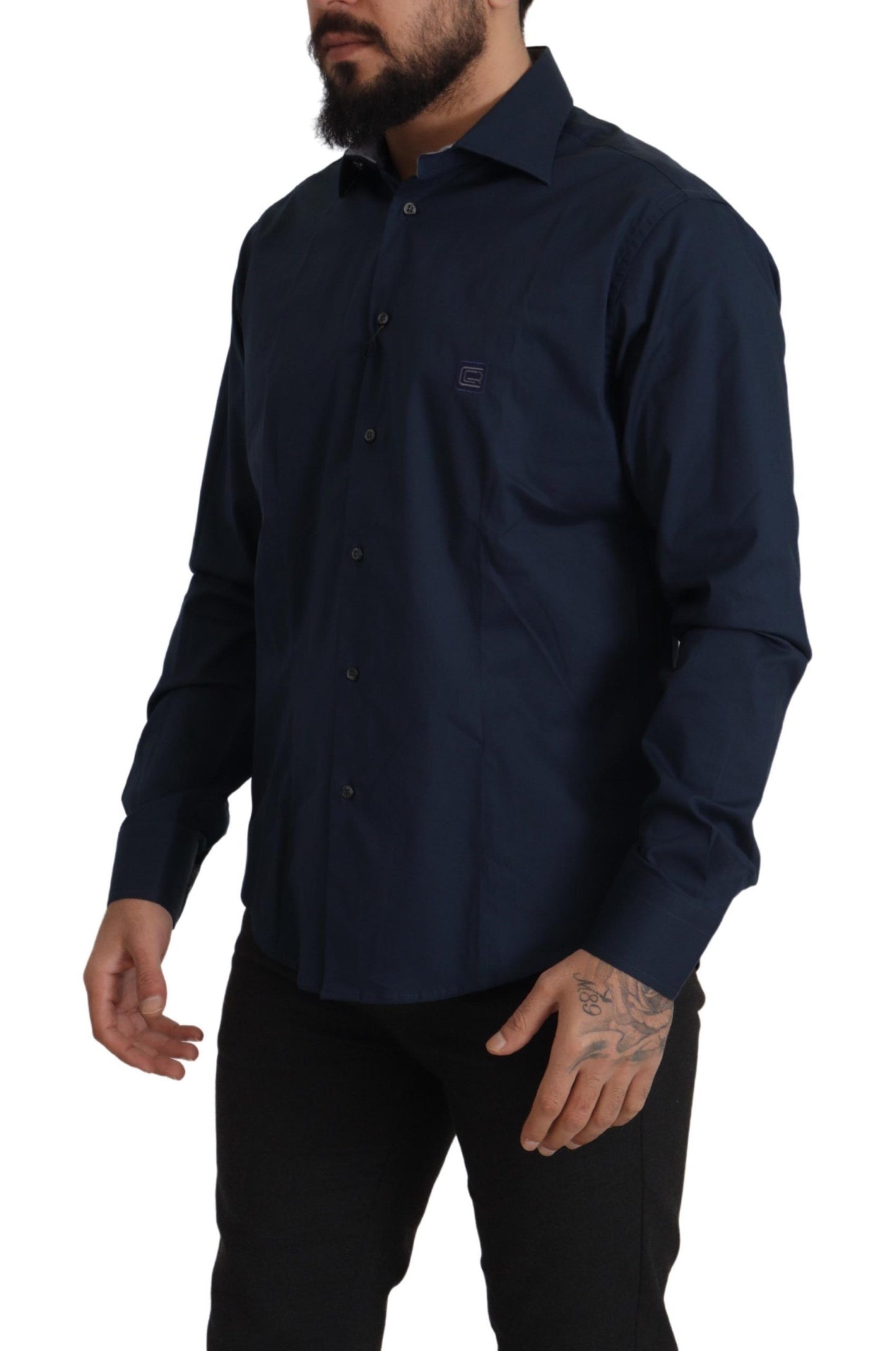 Camisa de vestir de algodón Navy Elegance