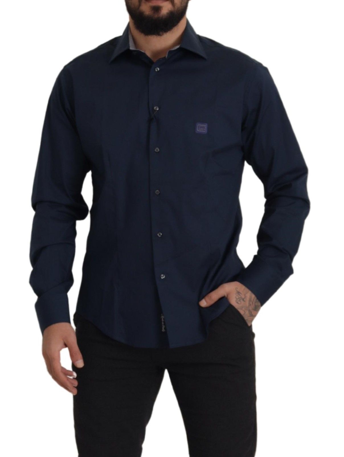 Camisa de vestir de algodón Navy Elegance