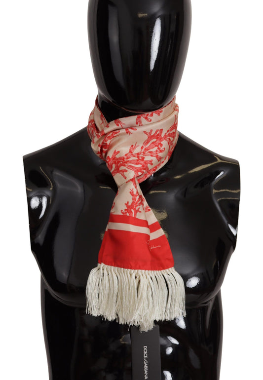 Pañuelo de seda elegante para hombre - Estampado coral rojo