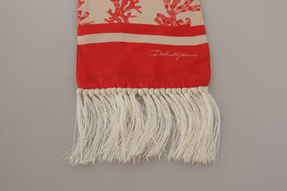 Pañuelo de seda elegante para hombre - Estampado coral rojo