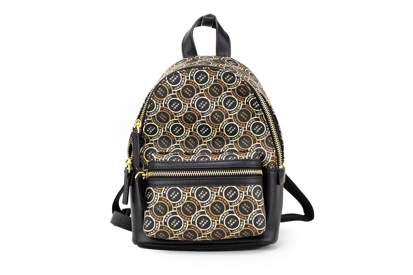 Mochila de hombro de cuero con estampado de logotipo negro Signet Mini
