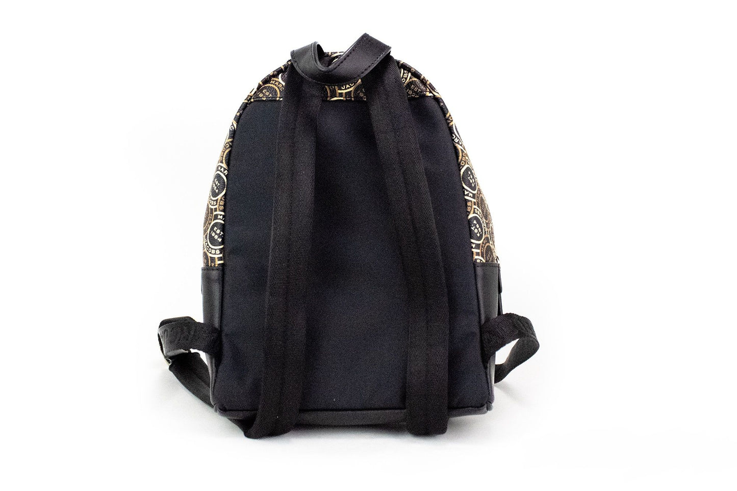 Mochila de hombro de cuero con estampado de logotipo negro Signet Mini