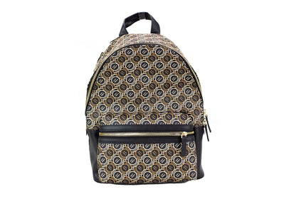 Mochila de hombro de cuero con estampado del logotipo negro mediano Signet
