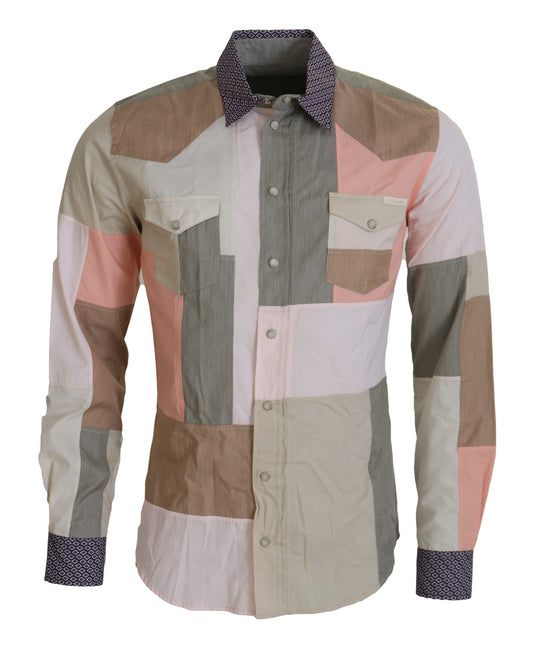 Camisa casual elegante multicolor de corte entallado