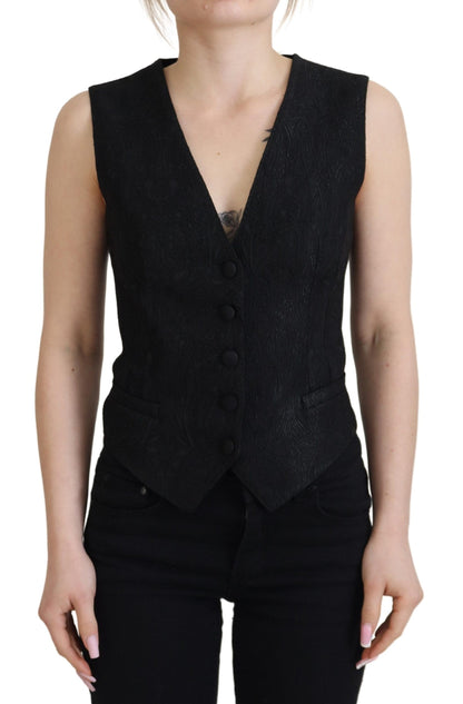Chaleco elegante de mezcla de seda negra