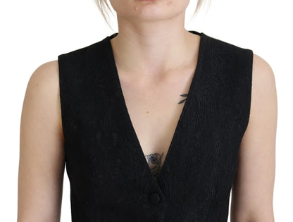 Chaleco elegante de mezcla de seda negra