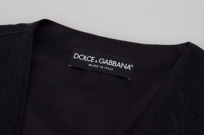 Chaleco elegante de mezcla de seda negra