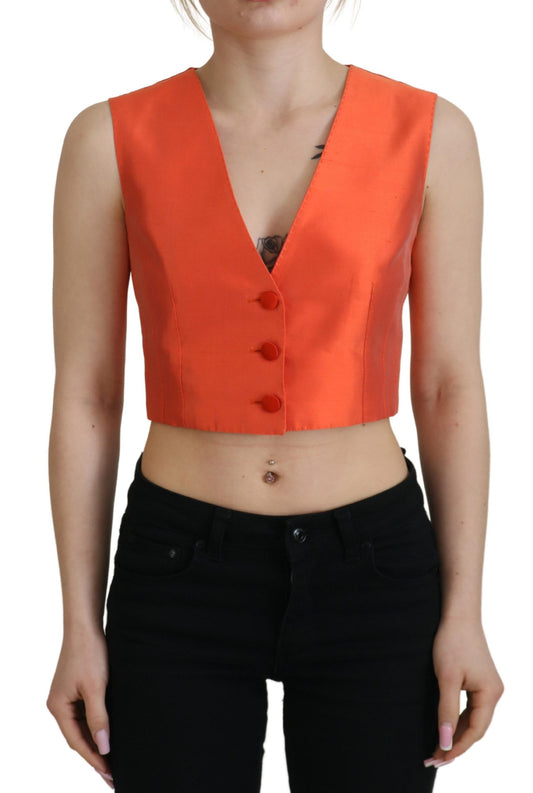 Chaleco elegante de seda naranja