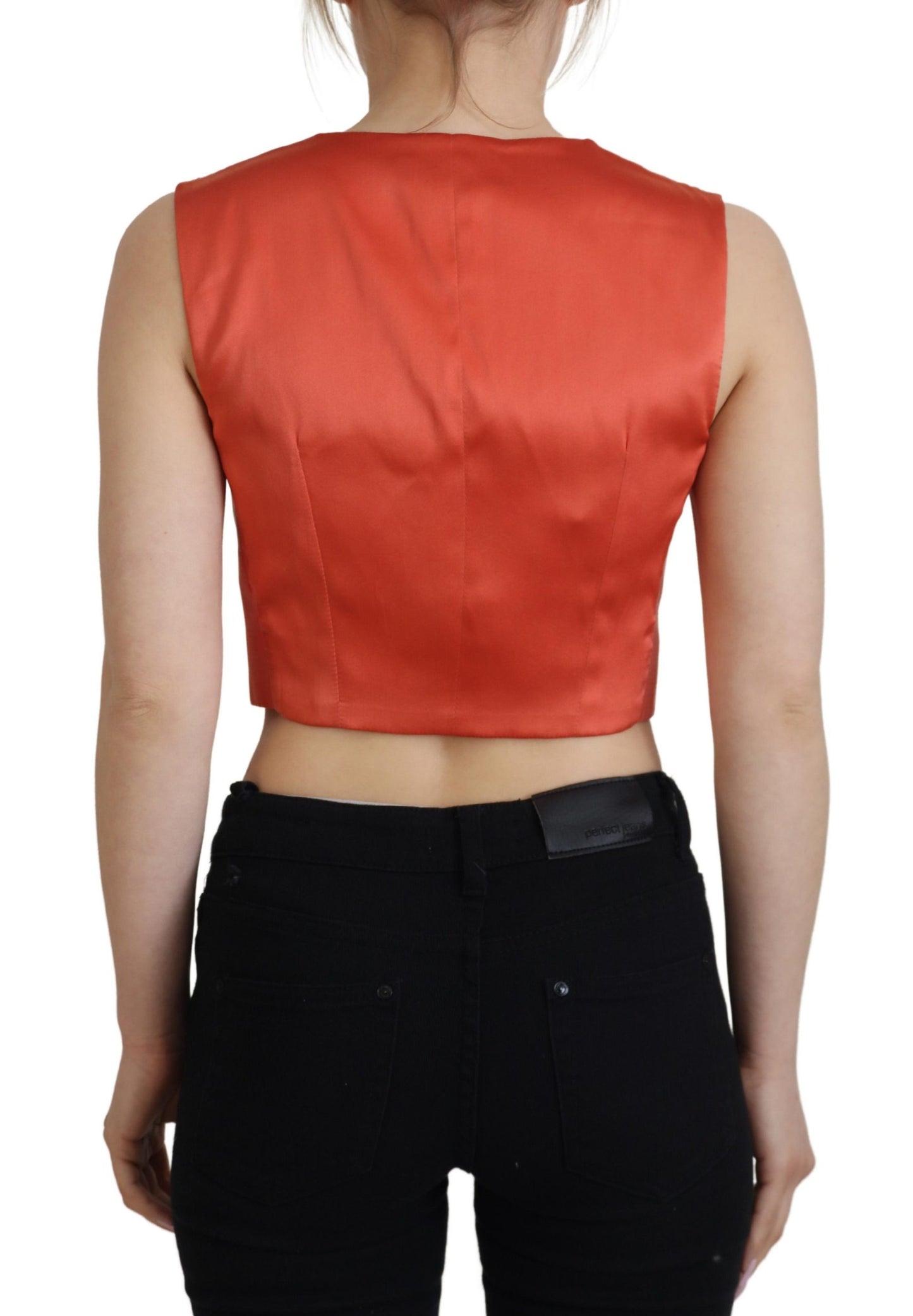 Chaleco elegante de seda naranja