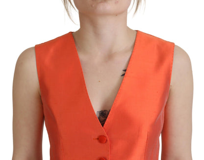Chaleco elegante de seda naranja