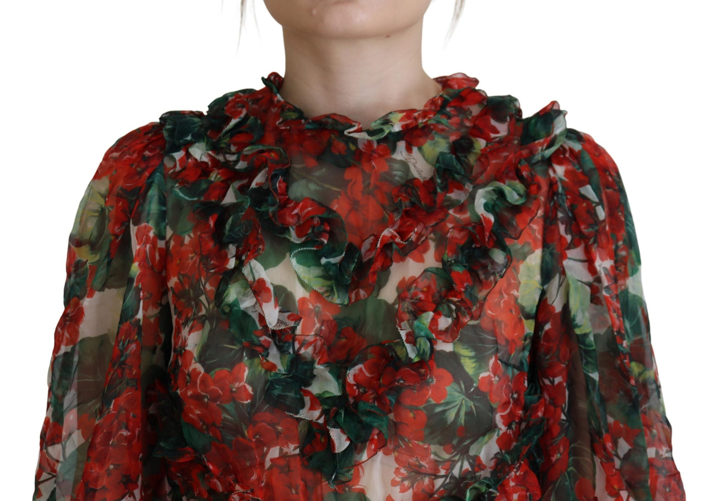Elegante vestido de seda multicolor de corte A