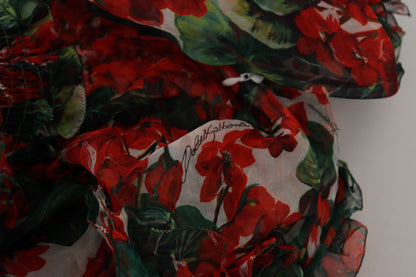 Elegante vestido de seda multicolor de corte A