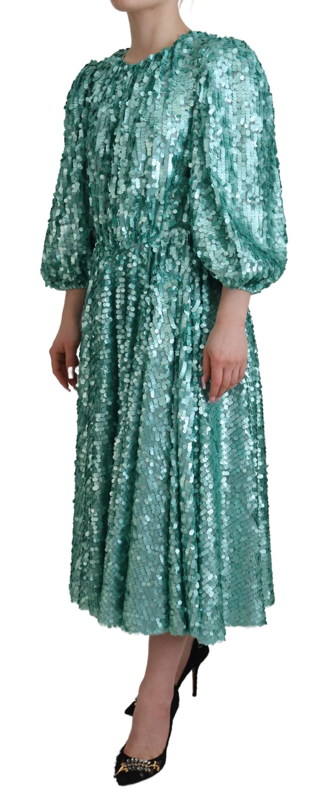 Elegante vestido midi de lentejuelas en forma de A