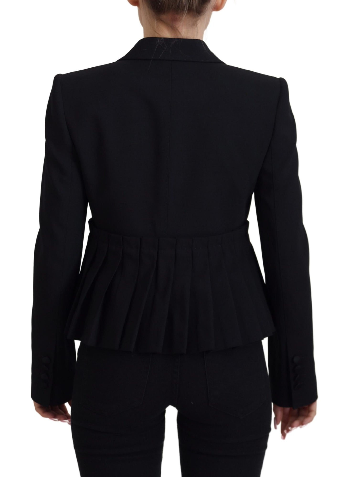 Elegante blazer negro de lana elástica