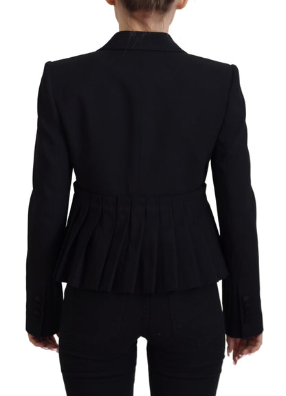 Elegante blazer negro de lana elástica