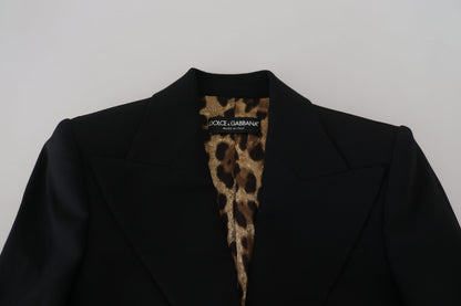 Elegante blazer negro de lana elástica