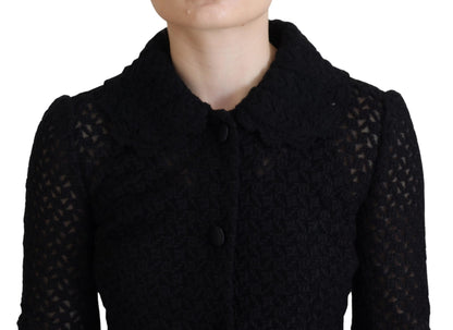 Elegante chaqueta con botones de mezcla de lana negra