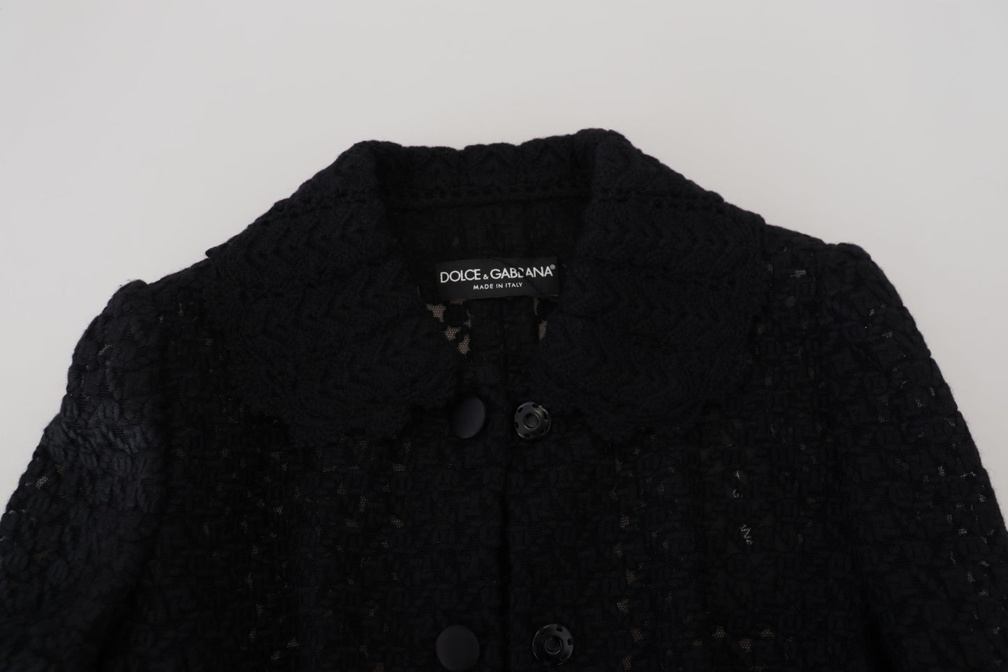 Elegante chaqueta con botones de mezcla de lana negra