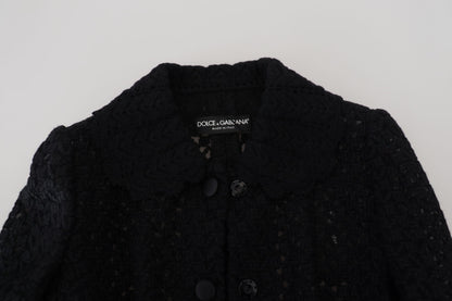 Elegante chaqueta con botones de mezcla de lana negra