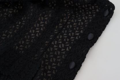 Elegante chaqueta con botones de mezcla de lana negra
