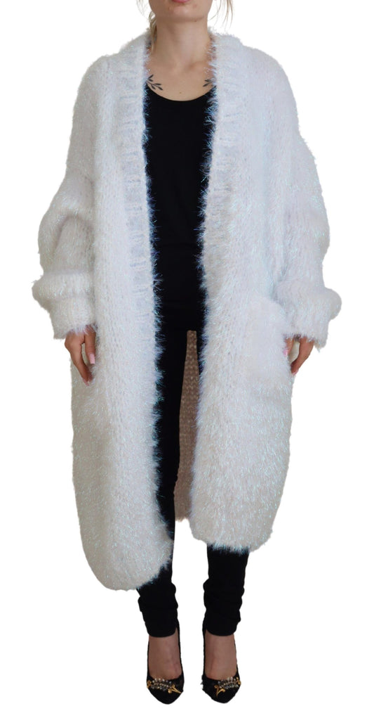 Chaqueta elegante tipo cárdigan de manga larga blanca