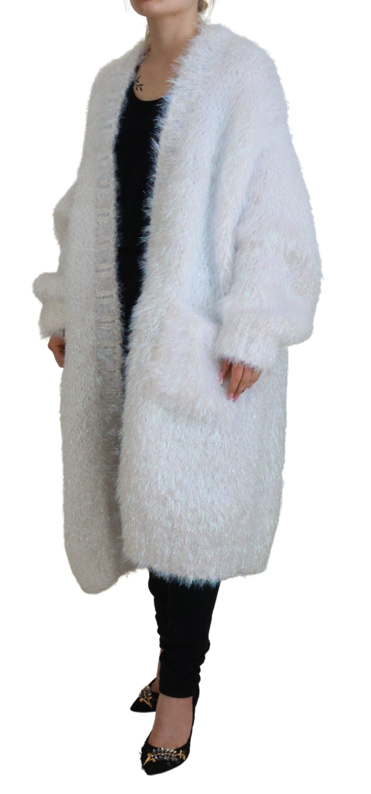 Chaqueta elegante tipo cárdigan de manga larga blanca
