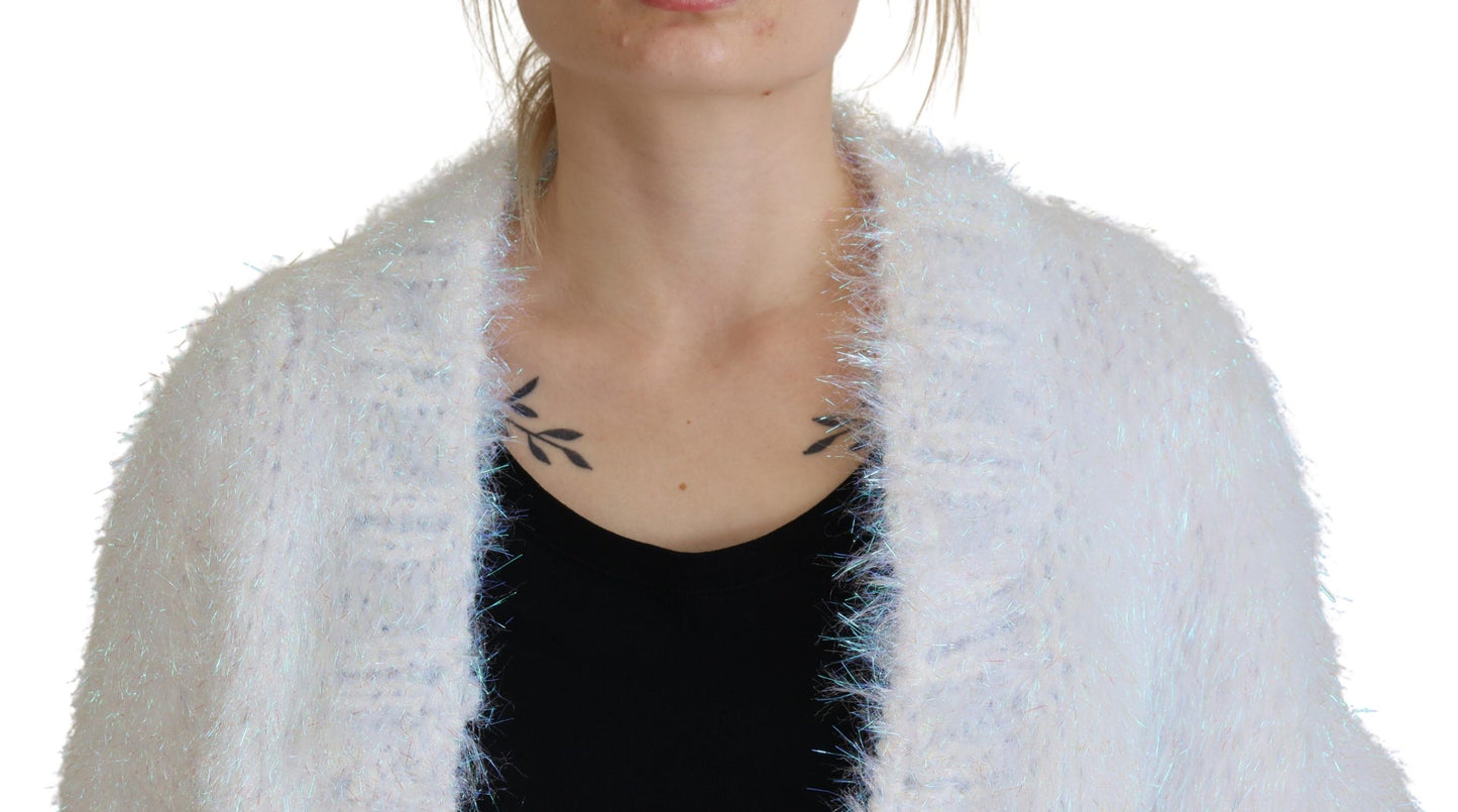 Chaqueta elegante tipo cárdigan de manga larga blanca