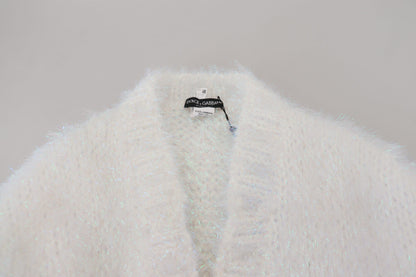 Chaqueta elegante tipo cárdigan de manga larga blanca