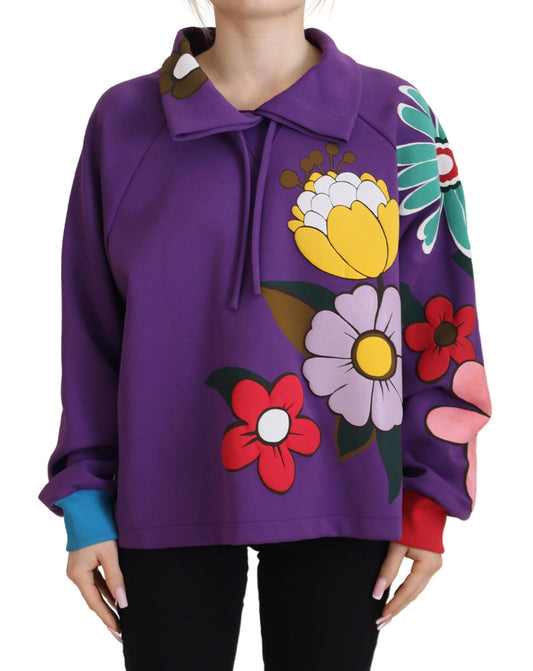Elegante suéter morado con estampado floral