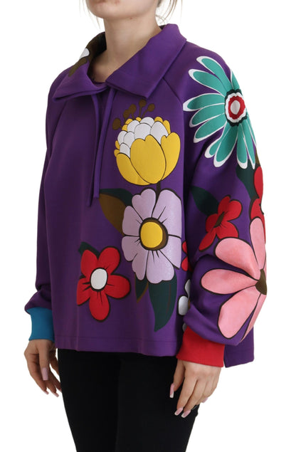 Elegante suéter morado con estampado floral