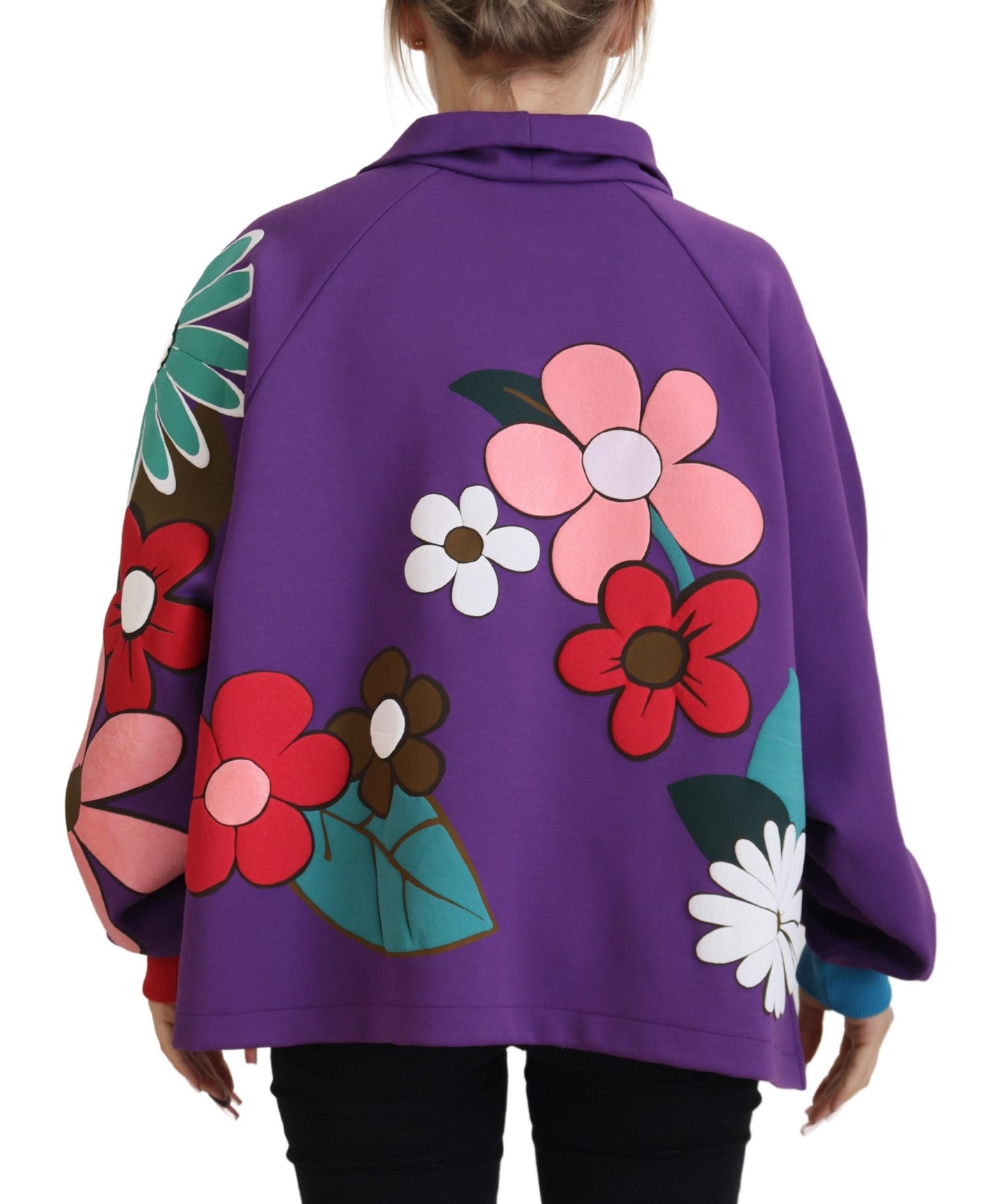 Elegante suéter morado con estampado floral