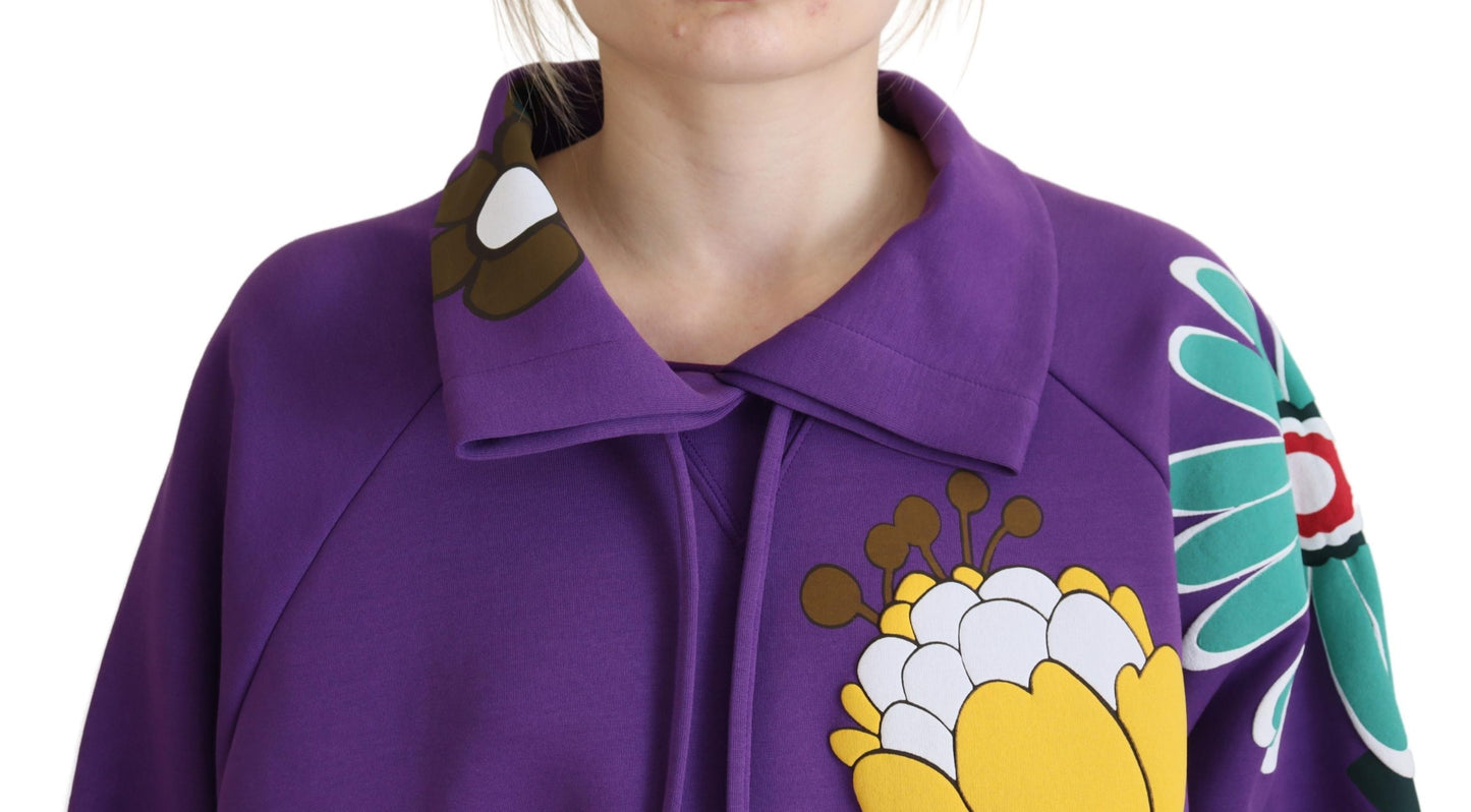 Elegante suéter morado con estampado floral