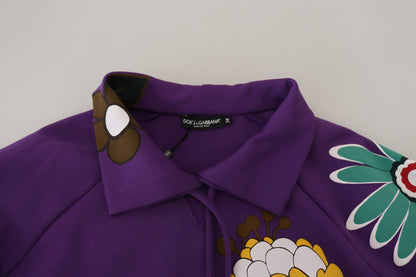 Elegante suéter morado con estampado floral