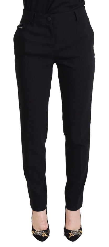 Pantalones elegantes de lana y seda negros