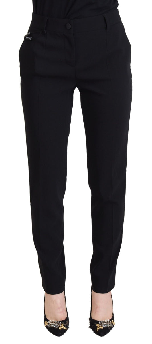 Pantalones elegantes de lana y seda negros