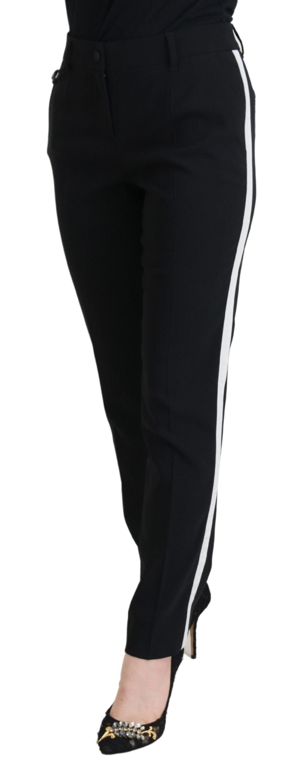 Pantalones elegantes de lana y seda negros