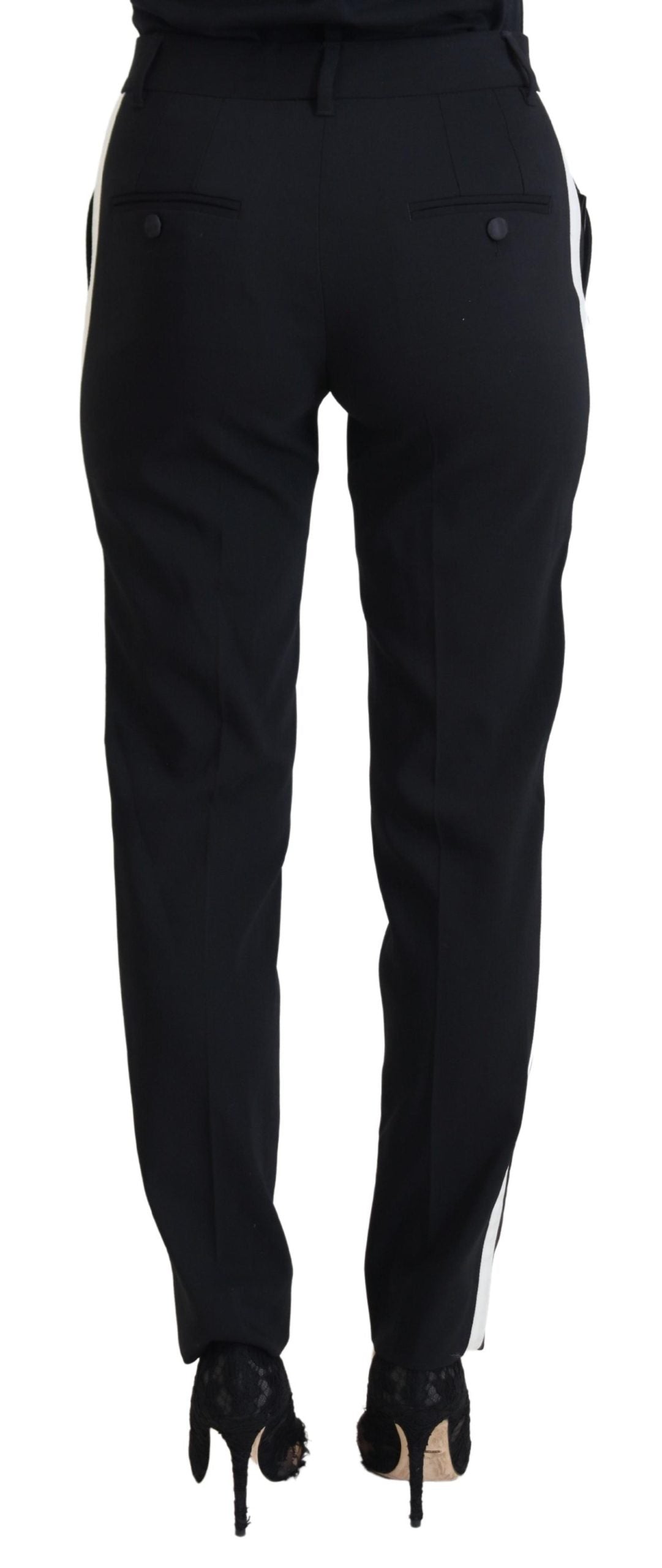 Pantalones elegantes de lana y seda negros