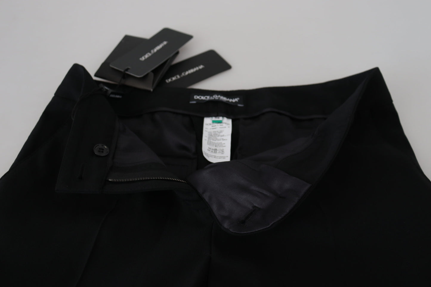Pantalones elegantes de lana y seda negros